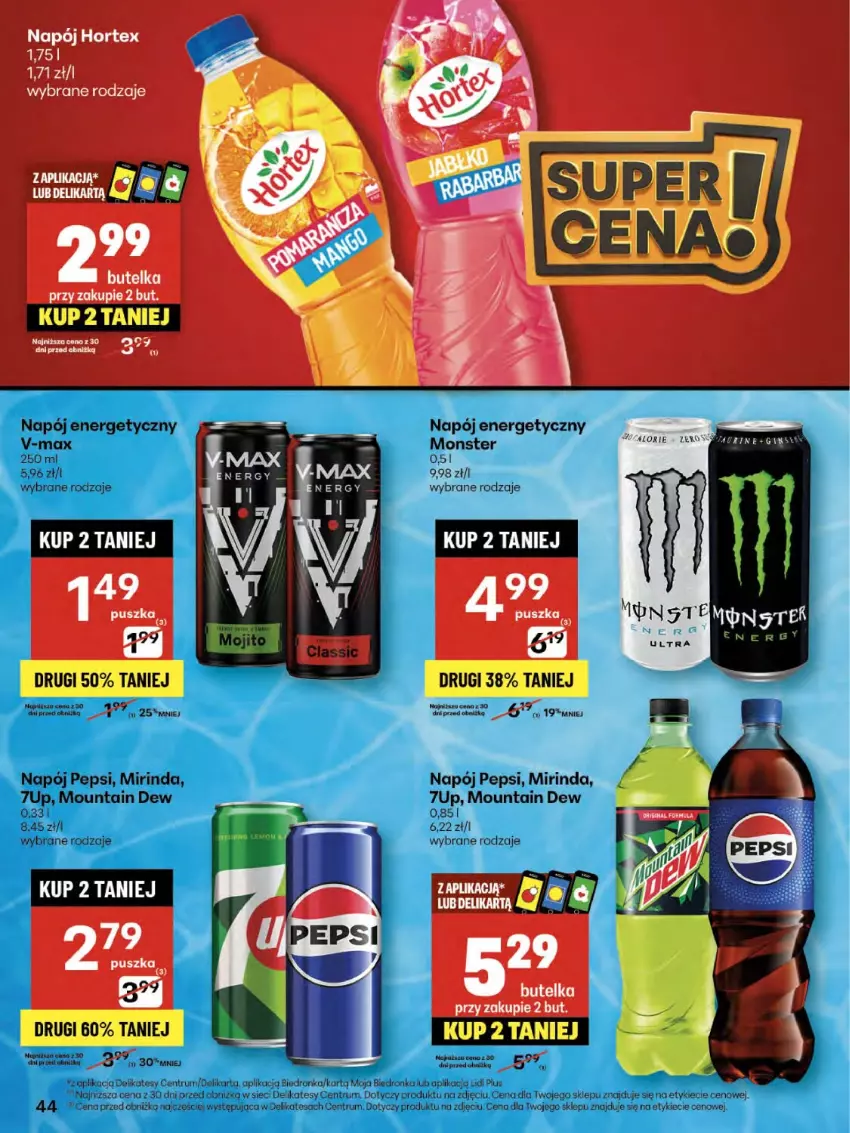 Gazetka promocyjna Delikatesy Centrum - Franczyza DC30 Czwartek - ważna 24.07 do 30.07.2025 - strona 44 - produkty: 7up, Mirinda, Napój, Napój energetyczny, Pepsi, Rum