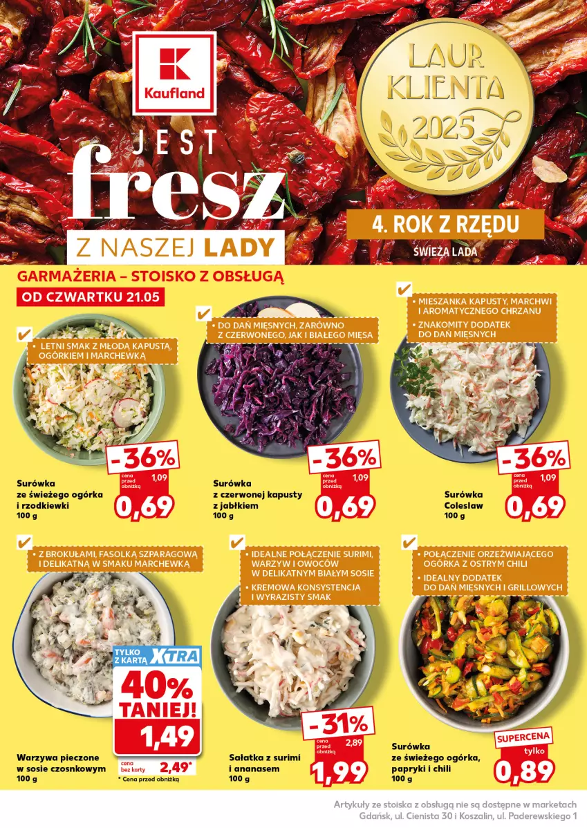 Gazetka promocyjna Kaufland - Mocny Start - ważna 25.05 do 27.05.2026 - strona 22 - produkty: Ananas, Kosz, Laur, Piec, Sałat, Sałatka, Sos, Surimi, Surówka, Szal, Warzywa