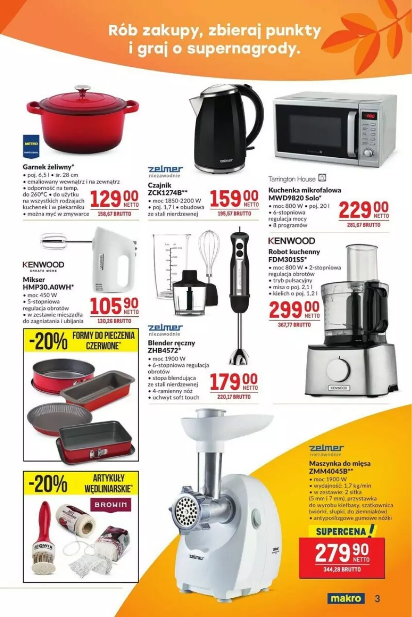 Gazetka promocyjna Makro - ważna 12.11 do 09.12.2024 - strona 13 - produkty: Blender, Blender ręczny, Czajnik, Fa, Garnek, Gra, Kuchenka mikrofalowa, Maszynka, Mikser, Piec, Piekarnik, Por, Robot, Ser, Szatkownica, Szynka, Top, Zelmer