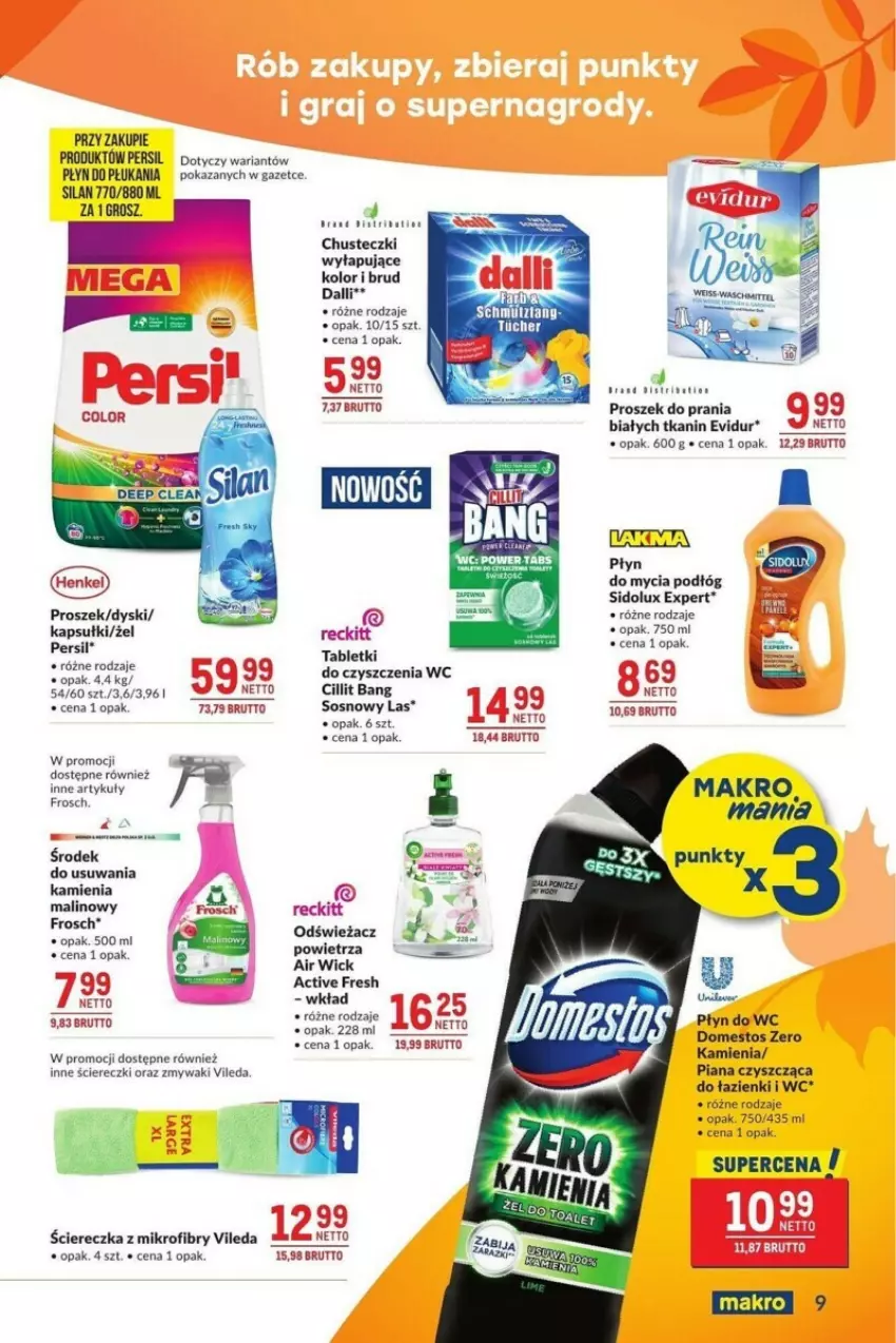 Gazetka promocyjna Makro - ważna 12.11 do 09.12.2024 - strona 19 - produkty: Air Wick, Chusteczki, Cillit Bang, Domestos, Fa, Frosch, Persil, Płyn do mycia, Płyn do mycia podłóg, Płyn do płukania, Płyn do wc, Proszek do prania, Sidolux, Silan, Sos, Tablet, Vileda