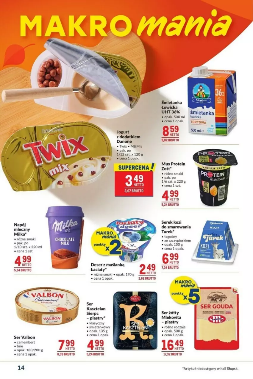 Gazetka promocyjna Makro - ważna 12.11 do 09.12.2024 - strona 6 - produkty: Brie, Camembert, Danone, Deser, Fa, Jogurt, Kasztelan, Mleko, Mus, Napój, Ser, Serek, Twix, Zott