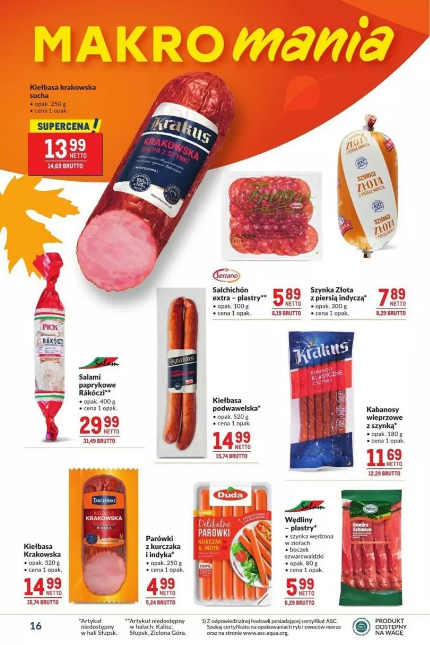 Gazetka promocyjna Makro - ważna 12.11 do 09.12.2024 - strona 8 - produkty: Duda, Kabanos, Kiełbasa, Kiełbasa krakowska, Kurczak, Parówki, Salami, Ser, Szynka, Wawel