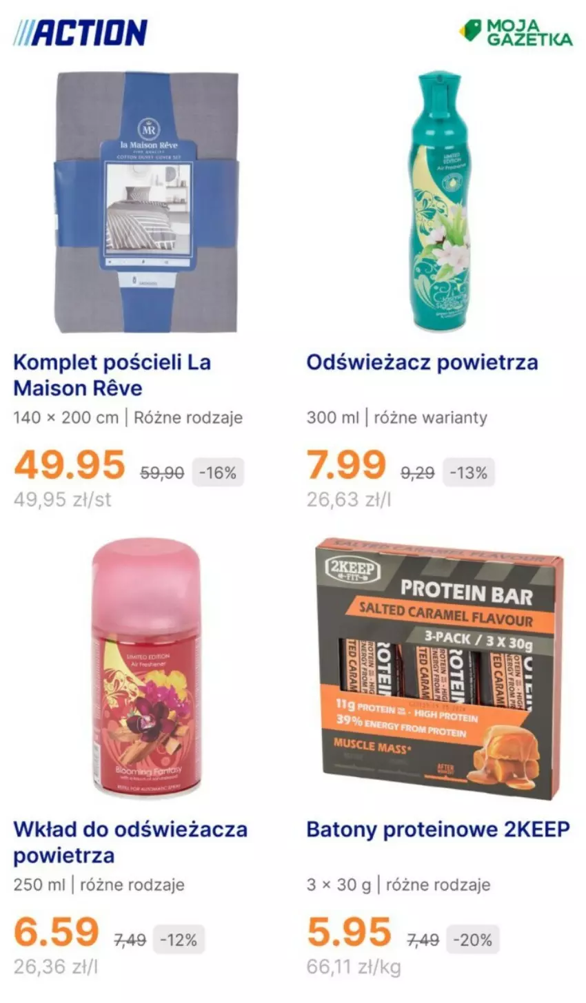 Gazetka promocyjna Action - ważna 10.01 do 16.01.2024 - strona 13 - produkty: Baton, Komplet pościeli, Odświeżacz powietrza, Pościel