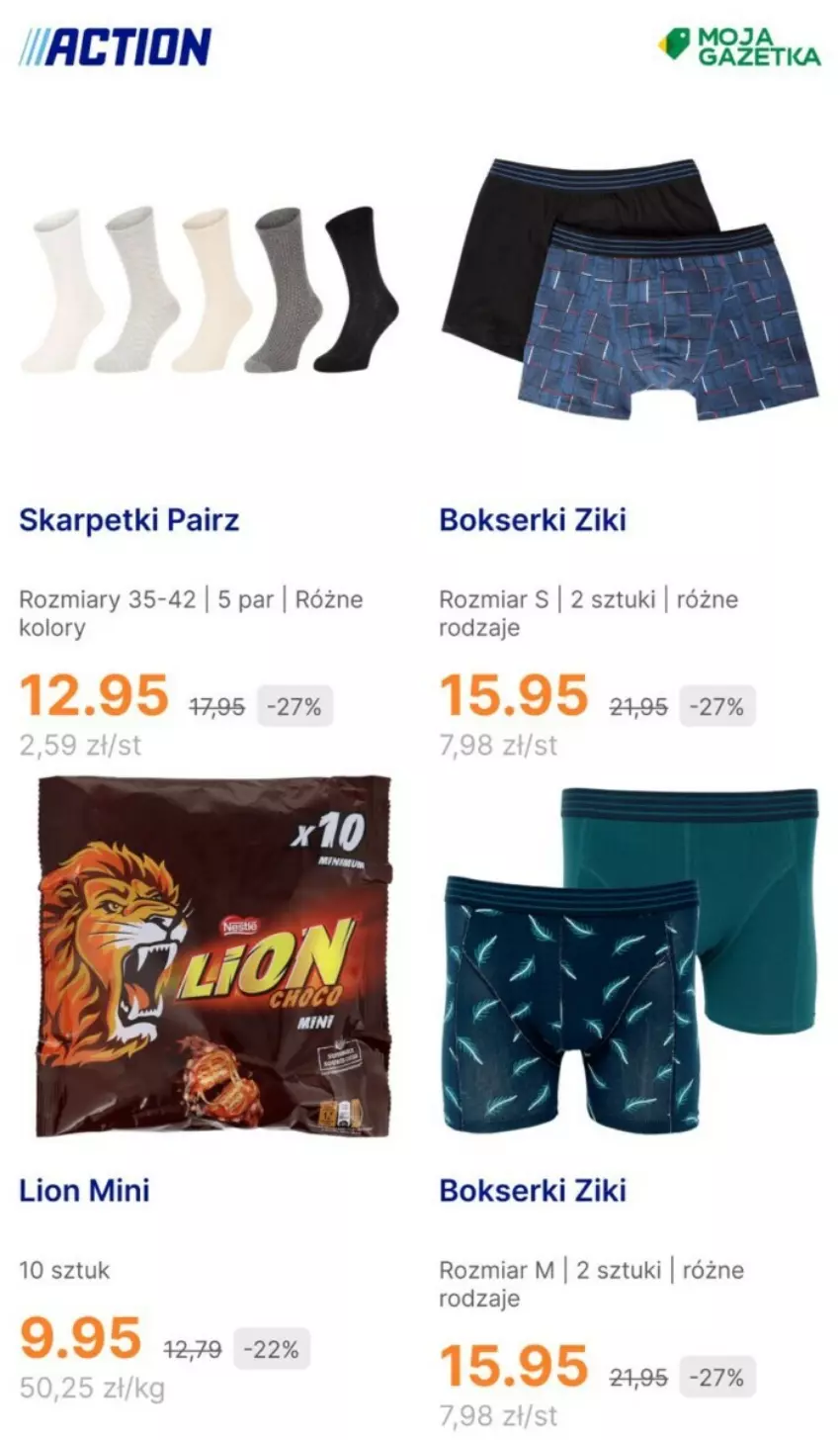 Gazetka promocyjna Action - ważna 10.01 do 16.01.2024 - strona 18 - produkty: Bokserki, Karp, Lion, Ser, Skarpetki