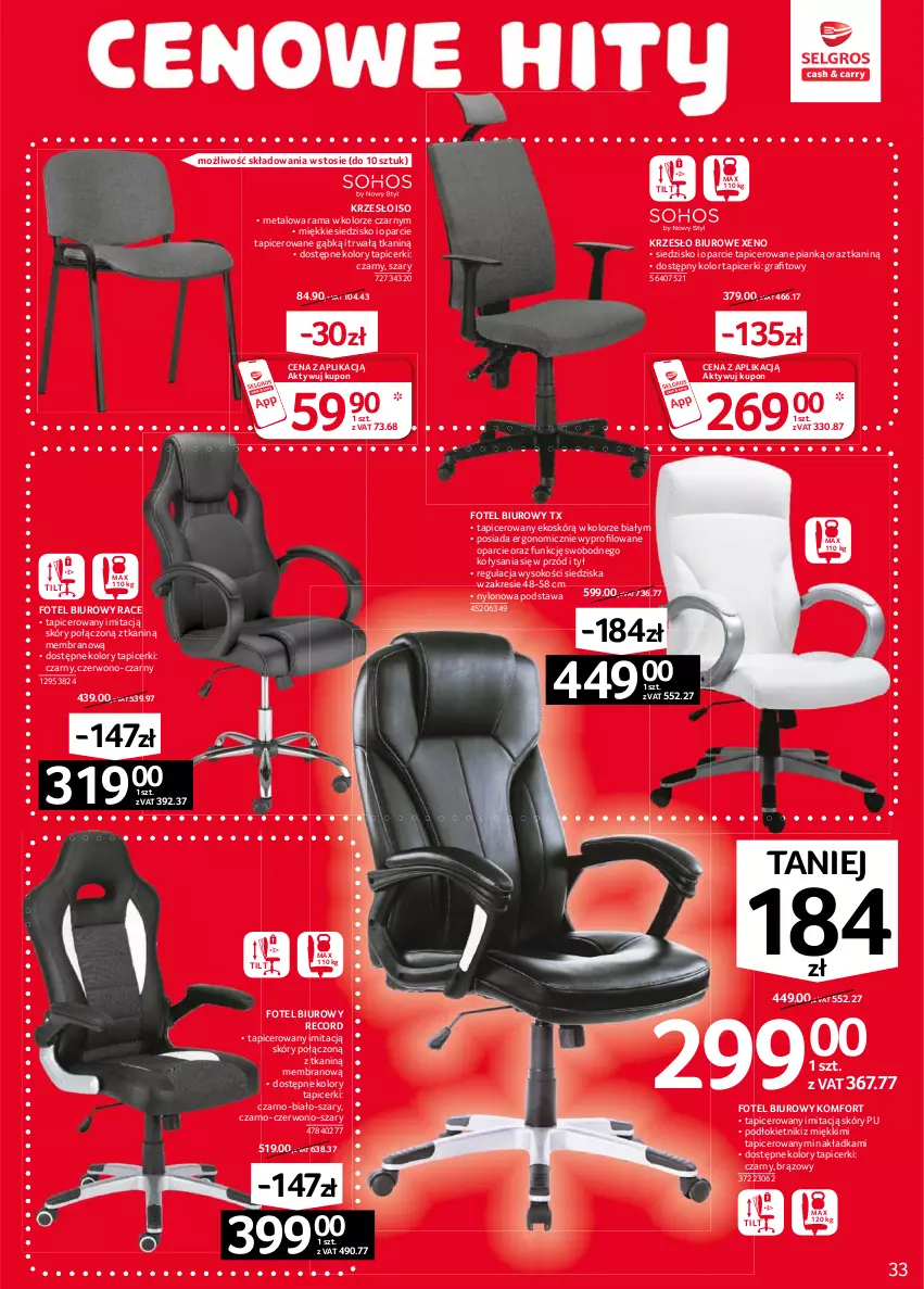 Gazetka promocyjna Selgros - Oferta przemysłowa - ważna 10.06 do 23.06.2021 - strona 33 - produkty: Biuro, Fotel, Gra, Krzesło, Rama, Siedzisko, Sok