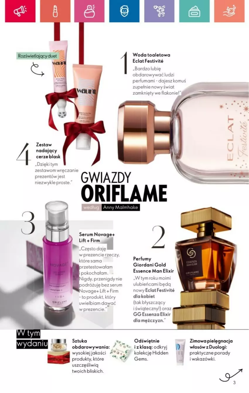 Gazetka promocyjna Oriflame - ważna 01.12 do 28.12.2024 - strona 104 - produkty: Eclat, Giordani Gold, Koc, NovAge, Perfum, Por, Rum, Ser, Serum, Sok, Woda, Woda toaletowa