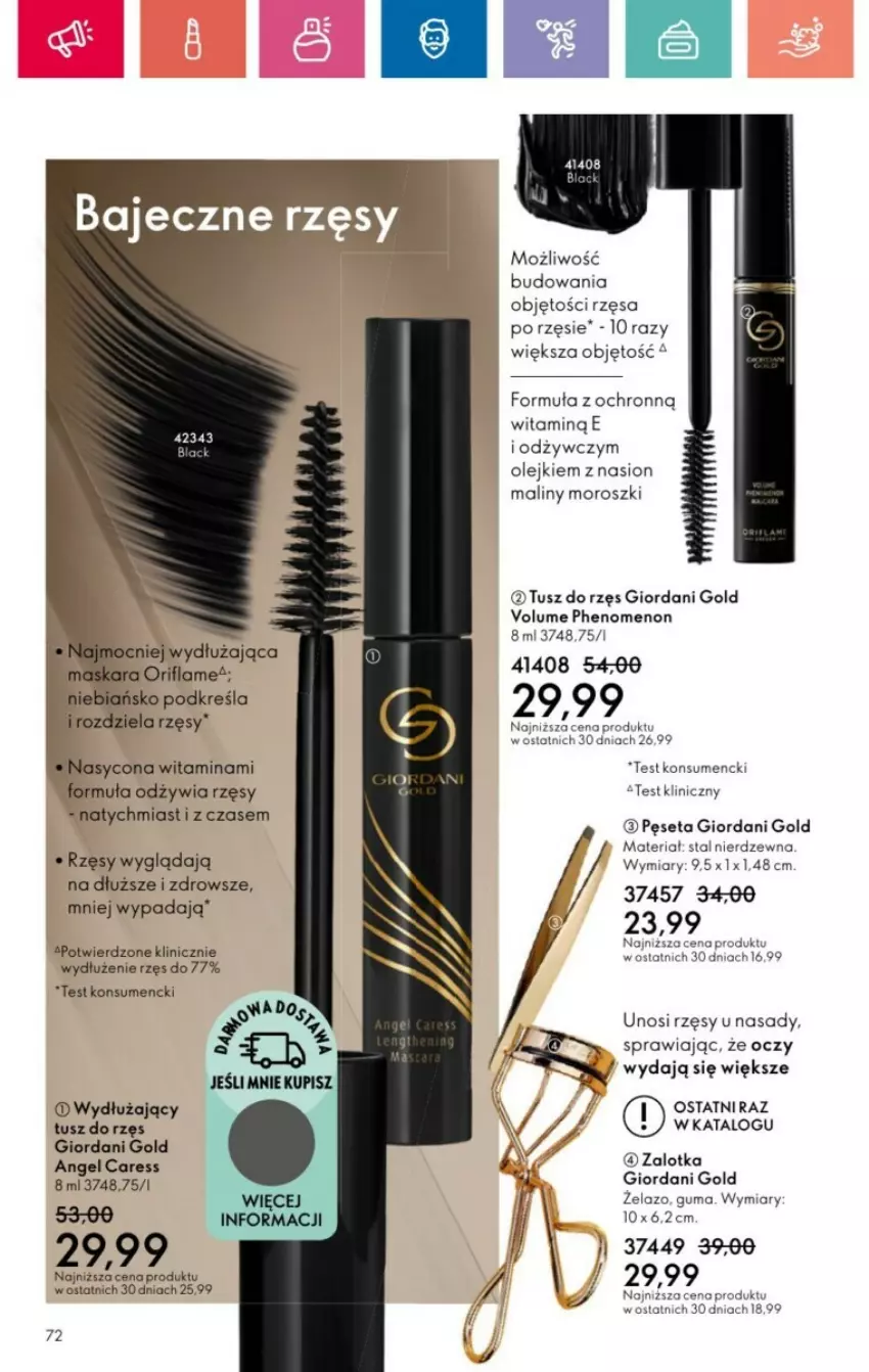 Gazetka promocyjna Oriflame - ważna 01.12 do 28.12.2024 - strona 151 - produkty: Giordani Gold, Maliny, Olej, Pęseta, Tusz