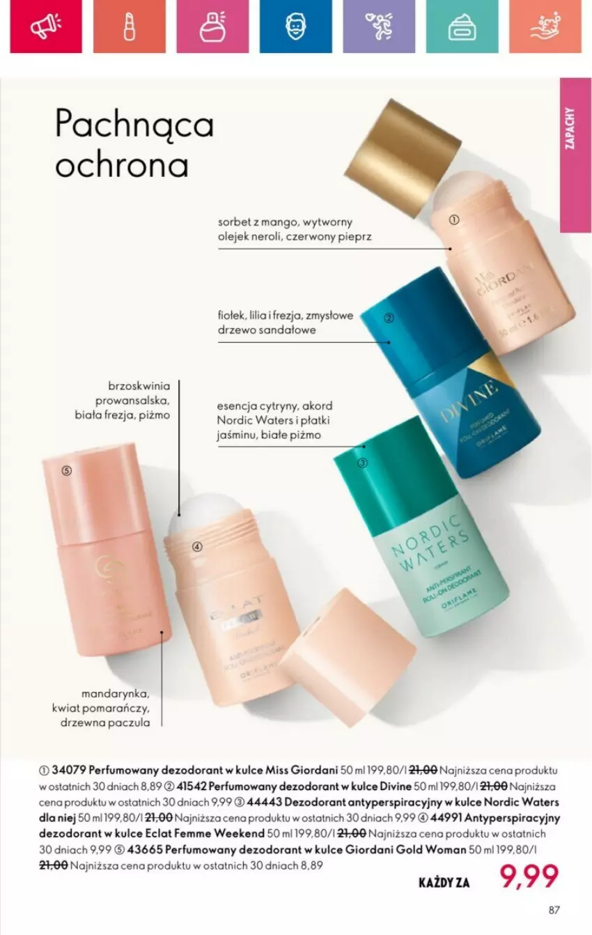 Gazetka promocyjna Oriflame - ważna 01.12 do 28.12.2024 - strona 167 - produkty: Cytryny, Dezodorant, Divine, Eclat, Giordani Gold, Mango, Miss Giordani, Olej, Perfum, Pieprz, Sandał