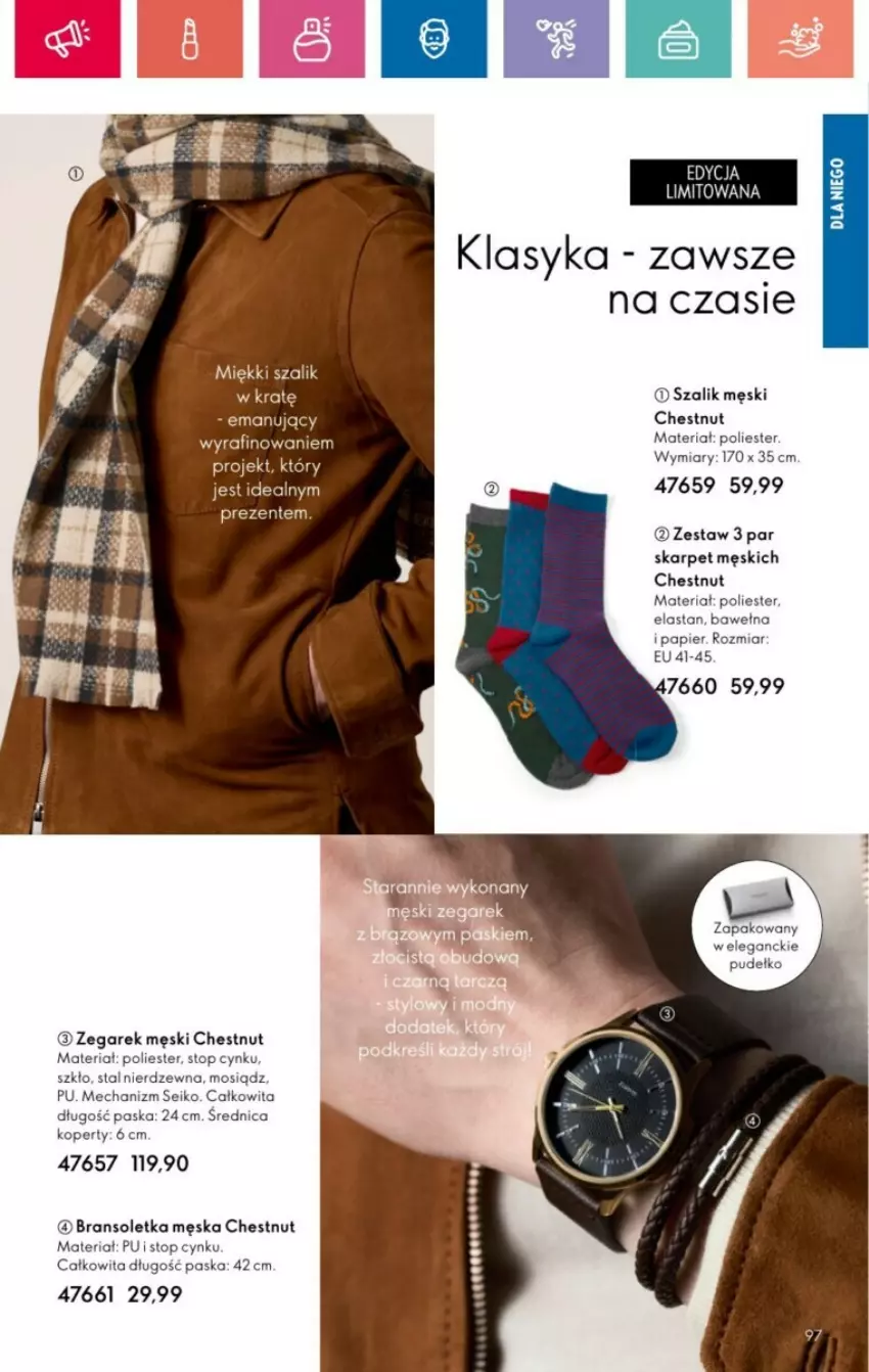 Gazetka promocyjna Oriflame - ważna 01.12 do 28.12.2024 - strona 178 - produkty: Bransoletka, Cynk, Karp, Papier, Pudełko, Szal, Top, Wełna, Zegar, Zegarek