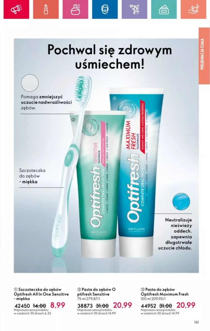 Gazetka promocyjna Oriflame - ważna 01.12 do 28.12.2024 - strona 70 - produkty: Optifresh, Pasta do zębów, Szczoteczka, Szczoteczka do zębów