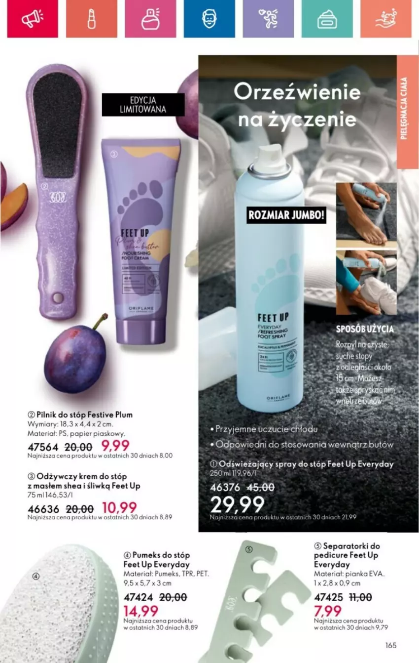 Gazetka promocyjna Oriflame - ważna 01.12 do 28.12.2024 - strona 74 - produkty: Feet Up, Krem do stóp, Papier, Pilnik, Pumeks