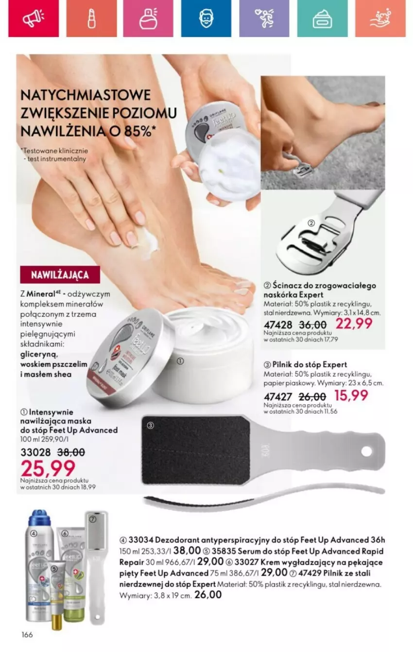 Gazetka promocyjna Oriflame - ważna 01.12 do 28.12.2024 - strona 75 - produkty: Dezodorant, Feet Up, Krem wygładzający, Maska, Maska do stóp, O nas, Papier, Pilnik, Rum, Ser, Serum, Serum do stóp