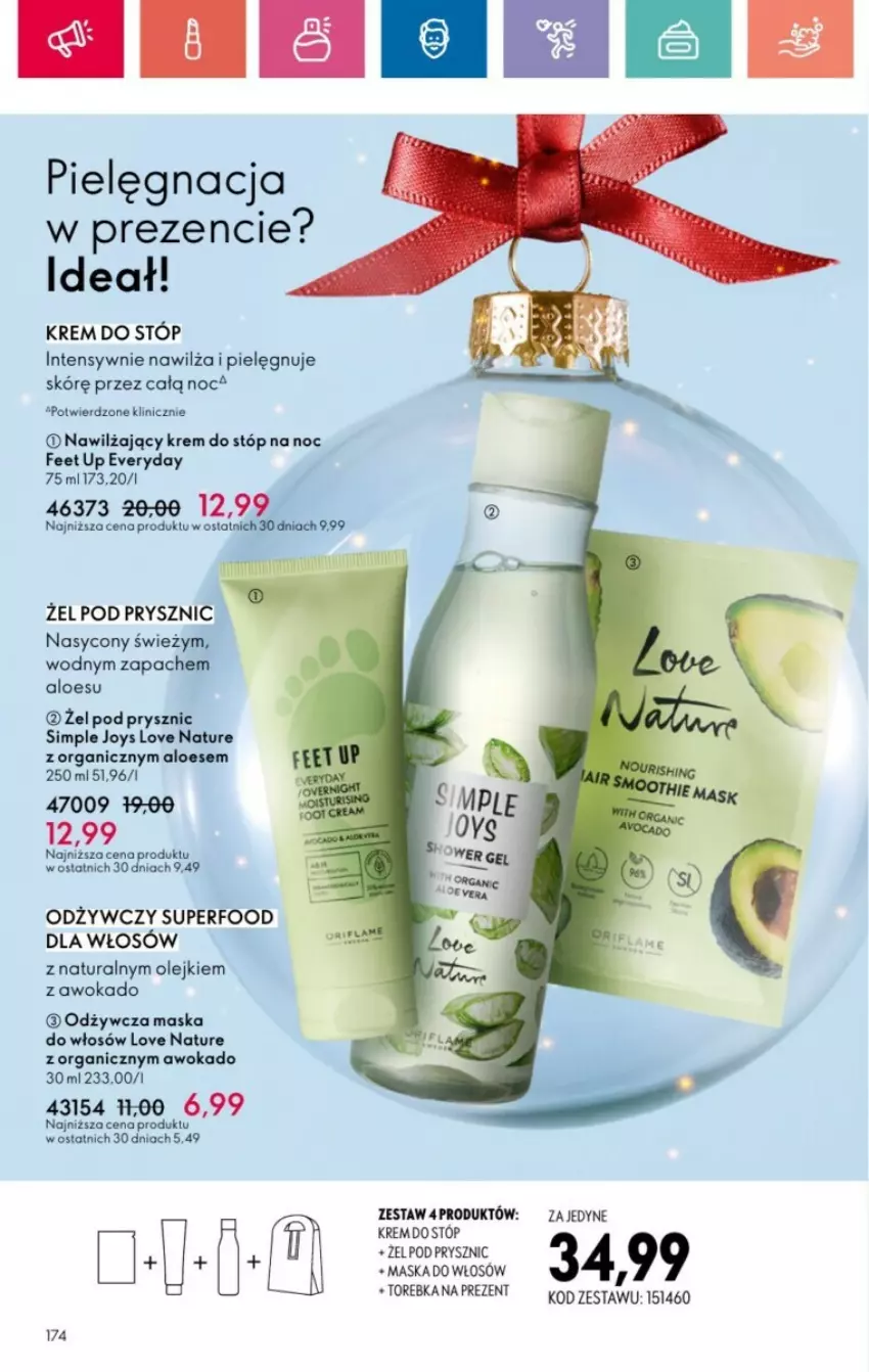 Gazetka promocyjna Oriflame - ważna 01.12 do 28.12.2024 - strona 84 - produkty: Feet Up, Krem do stóp, Love Nature, Maska, Maska do włosów, Olej, Torebka