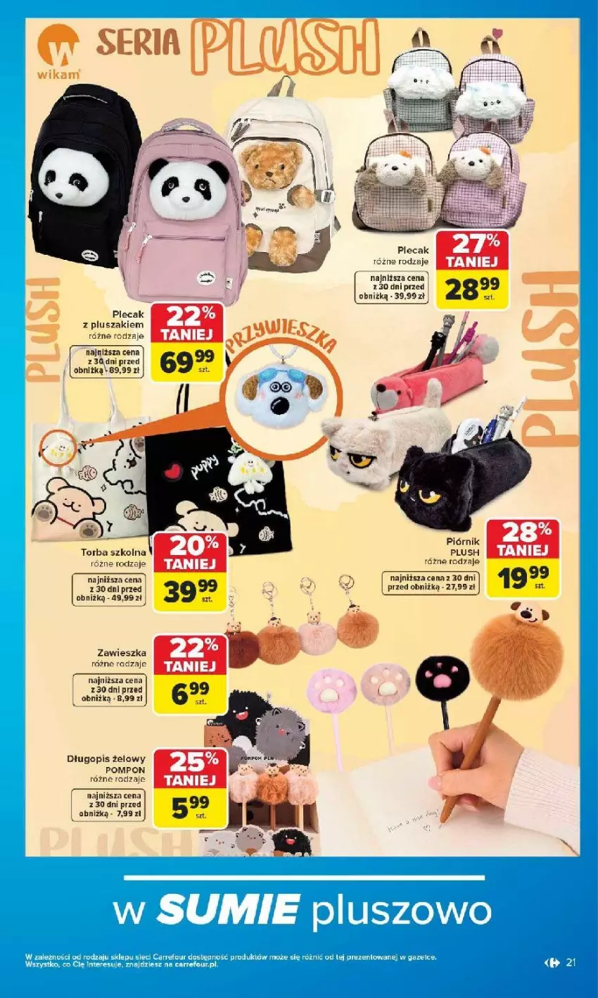 Gazetka promocyjna Carrefour - Gazetka Carrefour SZKOŁA nowy sezon - ważna 27.07 do 12.09.2026 - strona 22 - produkty: Długopis, Piórnik, Plecak, Pluszak, Torba