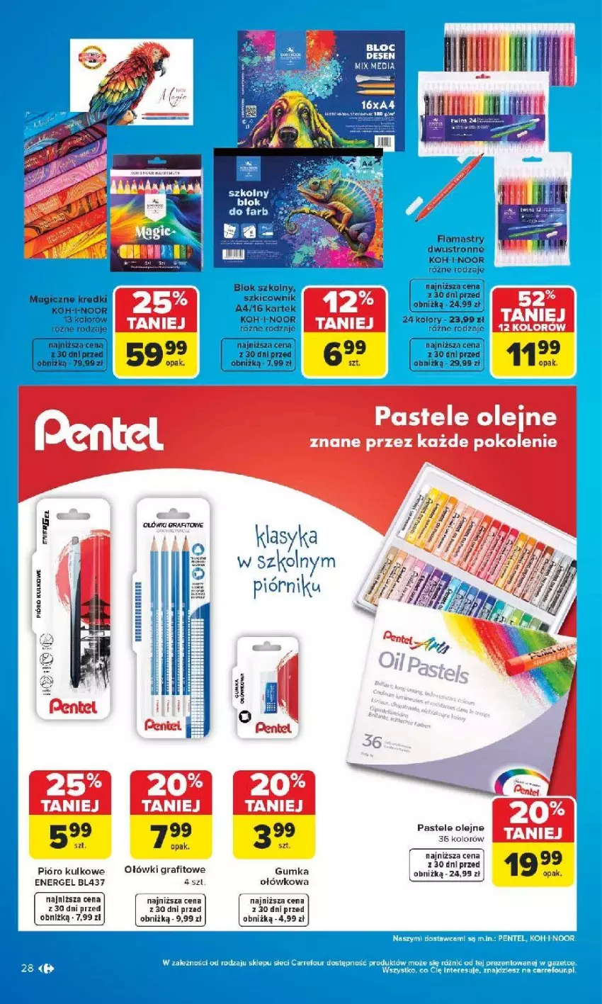 Gazetka promocyjna Carrefour - Gazetka Carrefour SZKOŁA nowy sezon - ważna 27.07 do 12.09.2026 - strona 29 - produkty: Fa, Flamastry, Gra, Olej, Pastele olejne, Piórnik, Szkicownik