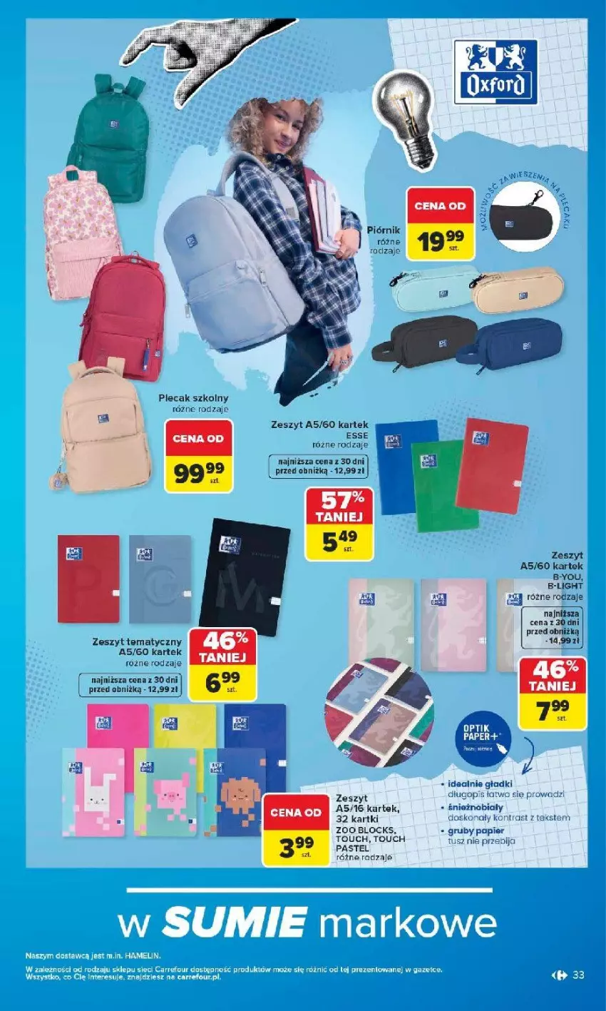 Gazetka promocyjna Carrefour - Gazetka Carrefour SZKOŁA nowy sezon - ważna 27.07 do 12.09.2026 - strona 34 - produkty: Fa, Figi, Papier, Piórnik, Plecak, Tusz