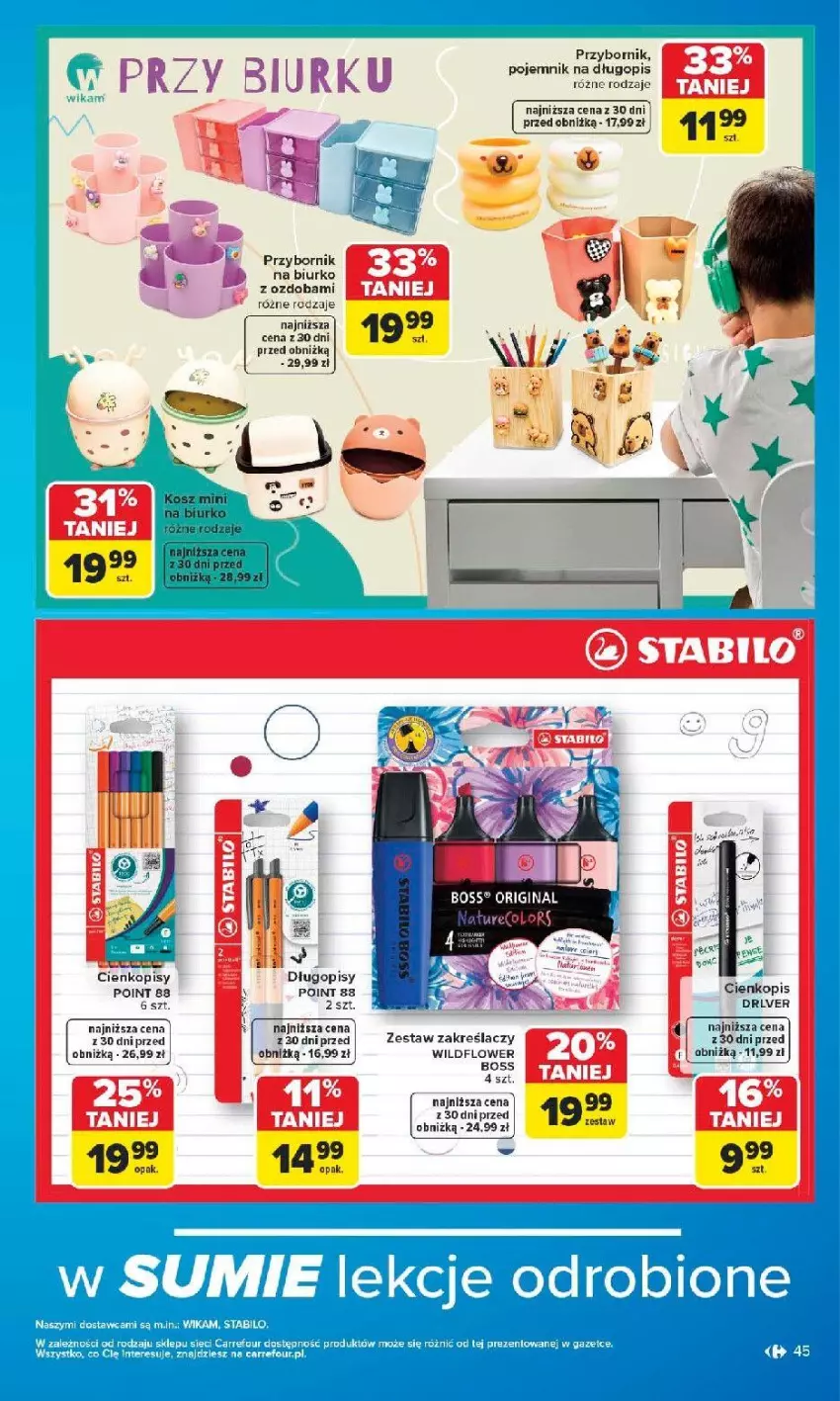 Gazetka promocyjna Carrefour - Gazetka Carrefour SZKOŁA nowy sezon - ważna 27.07 do 12.09.2026 - strona 46 - produkty: Biurko, Długopis, Kosz, Pojemnik