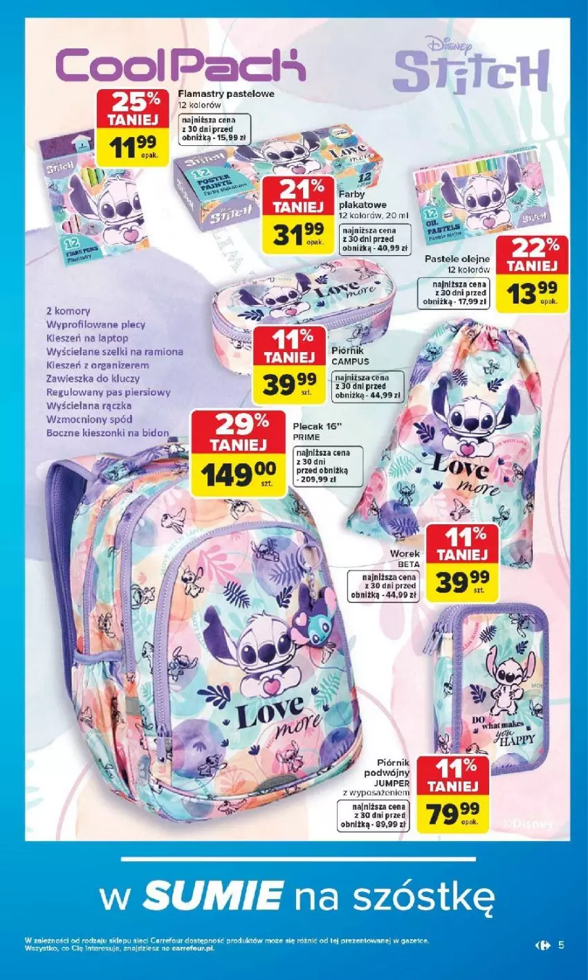 Gazetka promocyjna Carrefour - Gazetka Carrefour SZKOŁA nowy sezon - ważna 27.07 do 12.09.2026 - strona 6 - produkty: Flamastry, Olej, Pastele olejne, Piórnik, Plecak, Rolada, Top