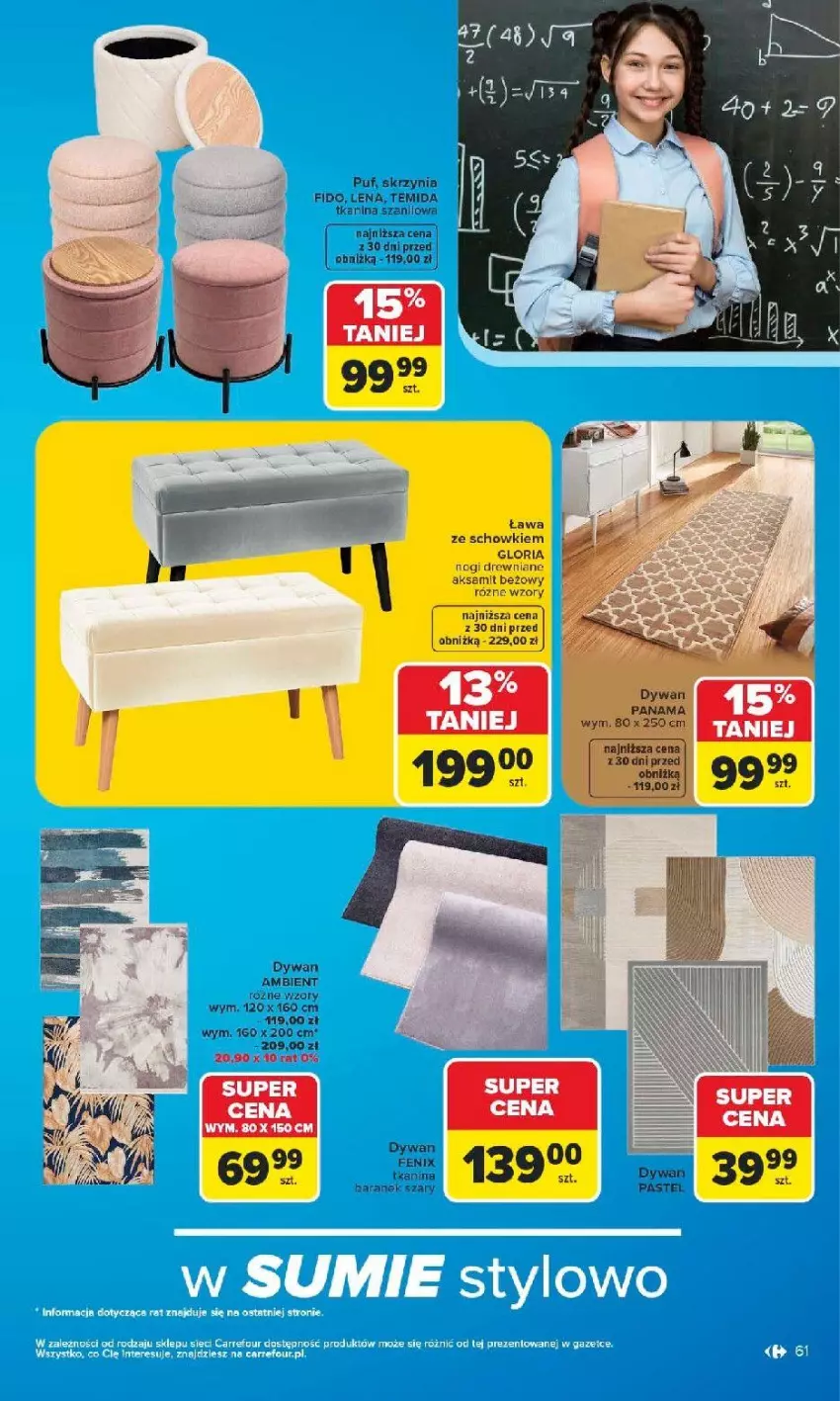Gazetka promocyjna Carrefour - Gazetka Carrefour SZKOŁA nowy sezon - ważna 27.07 do 12.09.2026 - strona 62 - produkty: Aksam, Dywan, Puf