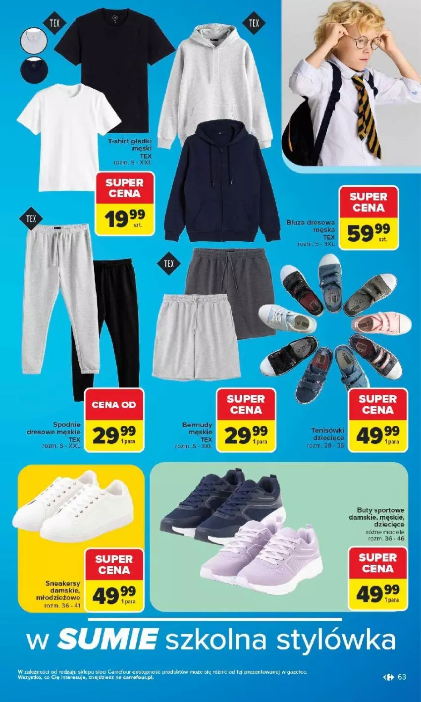 Gazetka promocyjna Carrefour - Gazetka Carrefour SZKOŁA nowy sezon - ważna 27.07 do 12.09.2026 - strona 64 - produkty: Bermudy, Bluza, Bluza dresowa, Buty, Dres, Dzieci, Por, Sneakersy, Spodnie, Sport, T-shirt