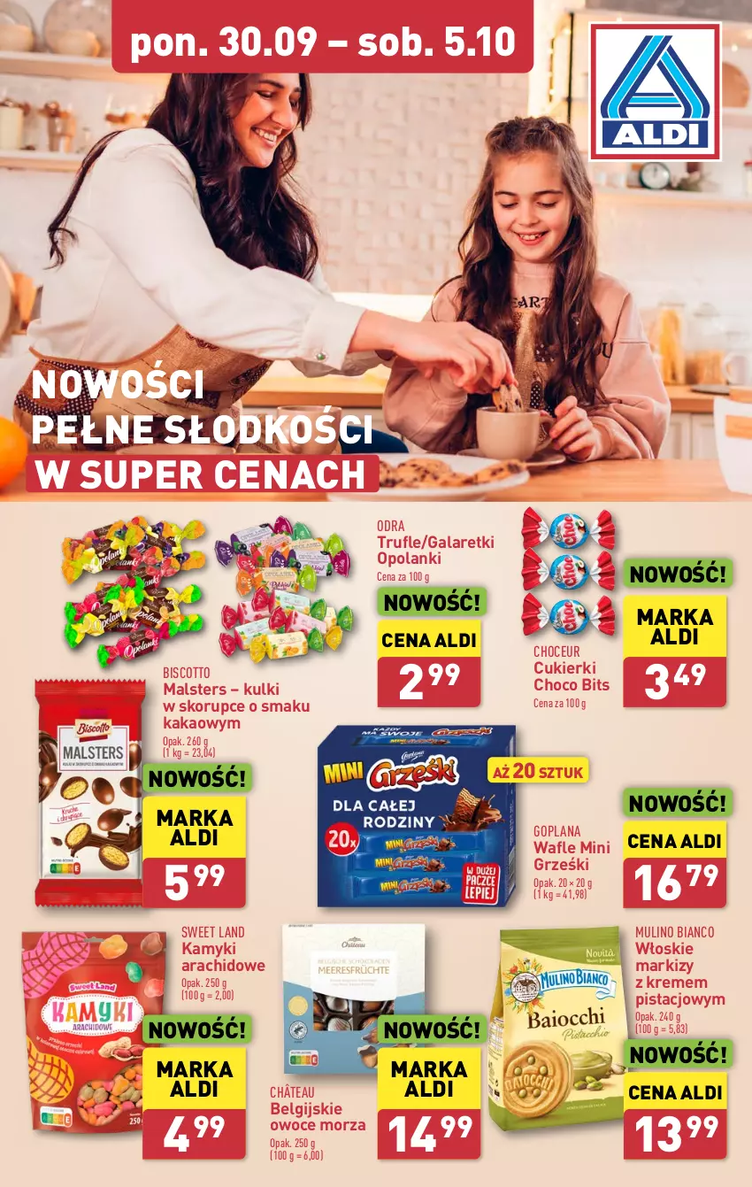 Gazetka promocyjna Aldi - Pełna oferta - ważna 30.09 do 05.10.2024 - strona 20 - produkty: Cukier, Cukierki, Gala, Galaretki, Goplana, Grześki, Kakao, Kamyki arachidowe, LANA, Lanki, LG, Mini Grześki, Owoce, Owoce morza, Wafle