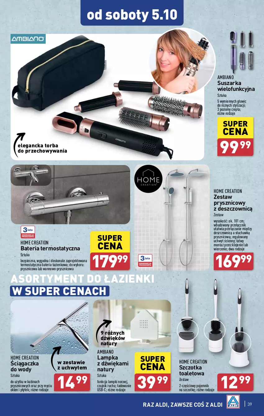 Gazetka promocyjna Aldi - Pełna oferta - ważna 30.09 do 05.10.2024 - strona 39 - produkty: Bateria, Klej, Piec, Pojemnik, Sok, Suszarka, Szczotka, Termos, Torba, Zestaw prysznicowy