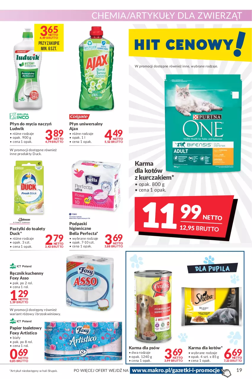 Gazetka promocyjna Makro - [Oferta promocyjna] Artykuły spożywcze i przemysłowe - ważna 07.01 do 24.01.2022 - strona 19 - produkty: Ajax, Bell, Bella, Do mycia naczyń, Duck, Foxy, Kurczak, Ludwik, Papier, Papier toaletowy, Pastylki, Perfecta, Płyn do mycia, Płyn do mycia naczyń, Podpaski, Ręcznik, Ręcznik kuchenny