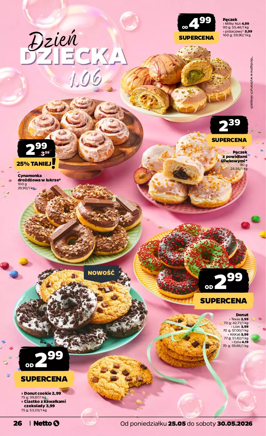 Gazetka promocyjna Netto - Od Poniedziałku - ważna 25.05 do 30.05.2026 - strona 26 - produkty: Donut, Kawa, Lion, Pączek