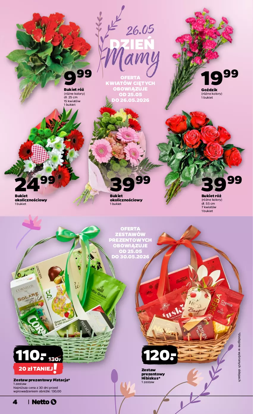 Gazetka promocyjna Netto - Od Poniedziałku - ważna 25.05 do 30.05.2026 - strona 4 - produkty: Bukiet, Hibiskus, Zestaw prezentowy