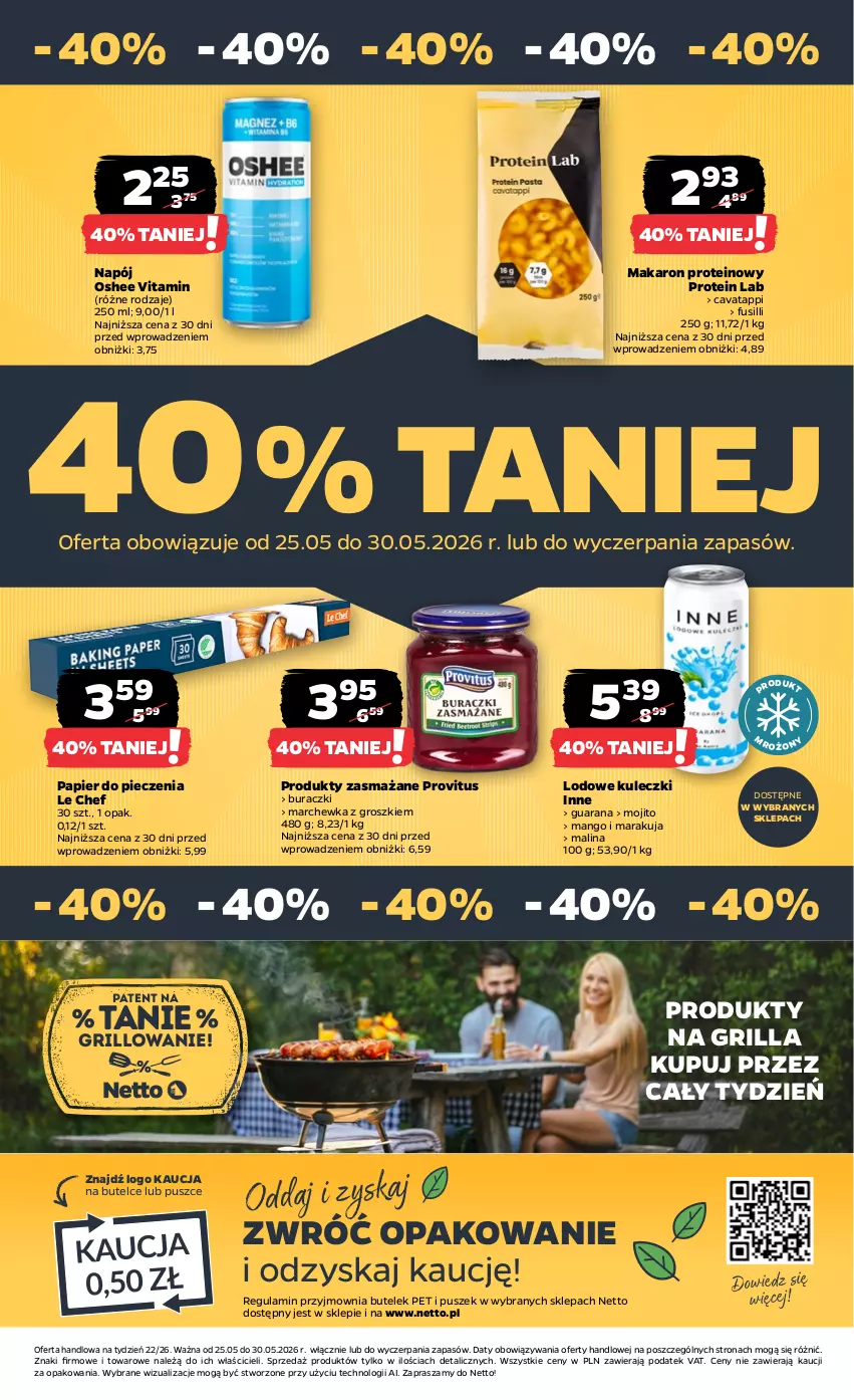 Gazetka promocyjna Netto - Od Poniedziałku - ważna 25.05 do 30.05.2026 - strona 41 - produkty: Buraczki, Grill, Makaron, Mango, Marchewka, Napój, Oshee, Papier, Papier do pieczenia, Piec