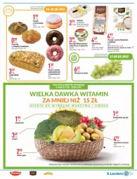 Gazetka promocyjna E Leclerc - Gazetka - ważna od 28.08 do 28.08.2022 - strona 21 - produkty: Naleśniki, Sałatka, Pączek, Pierogi, Warzywa, Ser, Kajzerka, Warzywa i owoce, Ziemniaki, Sałat, Virtu, Zapiekanka, Winogrona, Mola, Owoce, Chleb, Donut, Wino, Gala, Rzodkiewka, Melon, Jabłka