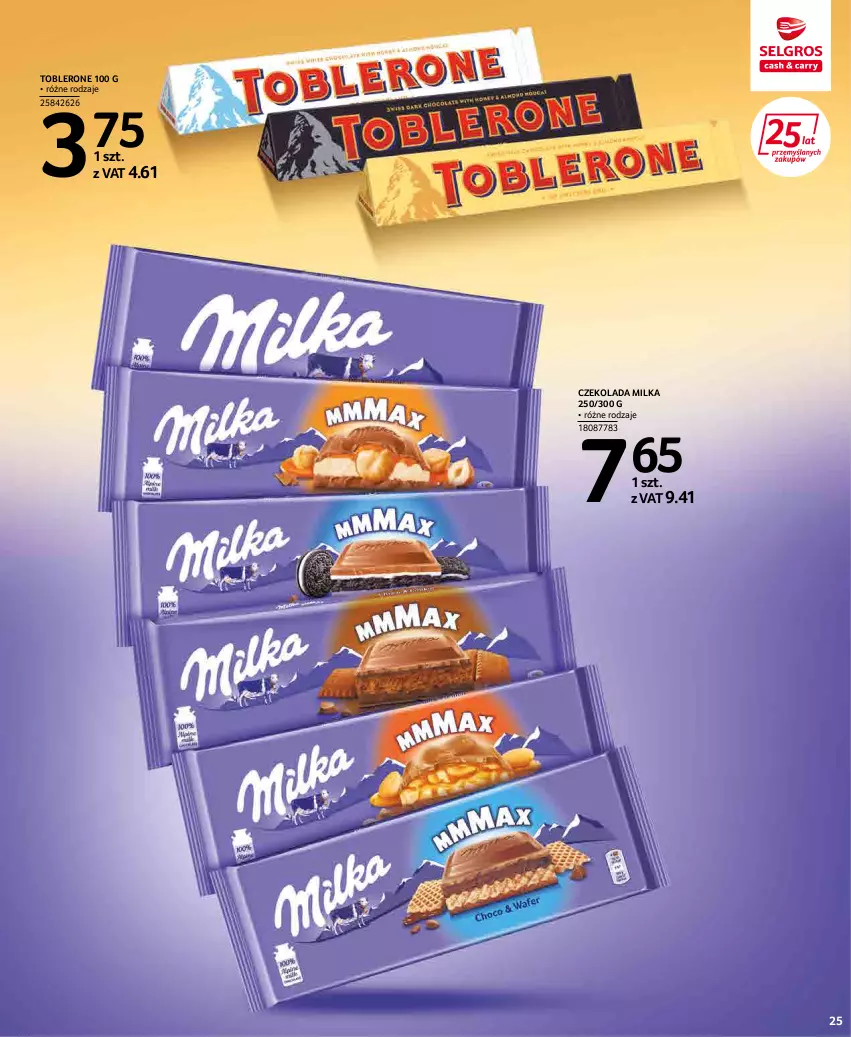Gazetka promocyjna Selgros - Extra Oferta - ważna 01.03 do 31.03.2022 - strona 25 - produkty: Czekolada, Milka, Toblerone