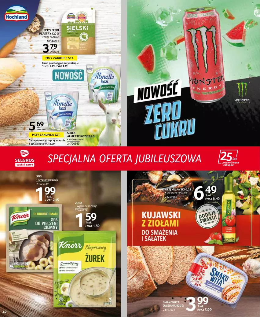 Gazetka promocyjna Selgros - Extra Oferta - ważna 01.03 do 31.03.2022 - strona 42 - produkty: Almette, Kujawski, Olej, Ser, Serek, Smakowita, Sos, Zupa