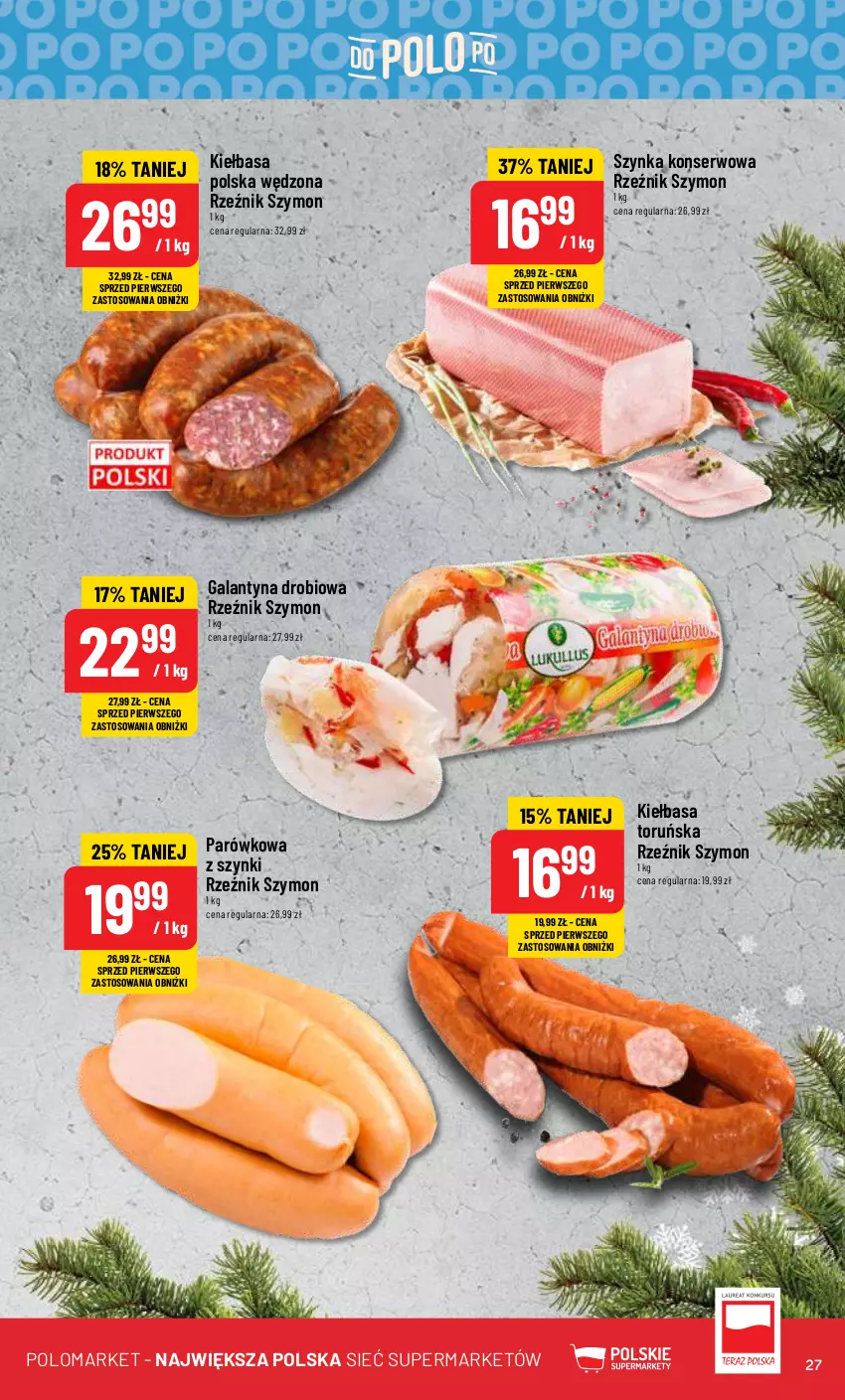 Gazetka promocyjna PoloMarket - Gazetka pomocyjna - ważna 10.01 do 16.01.2024 - strona 27 - produkty: Gala, Galantyna, Galantyna drobiowa, Kiełbasa, Ser, Szynka, Szynka konserwowa