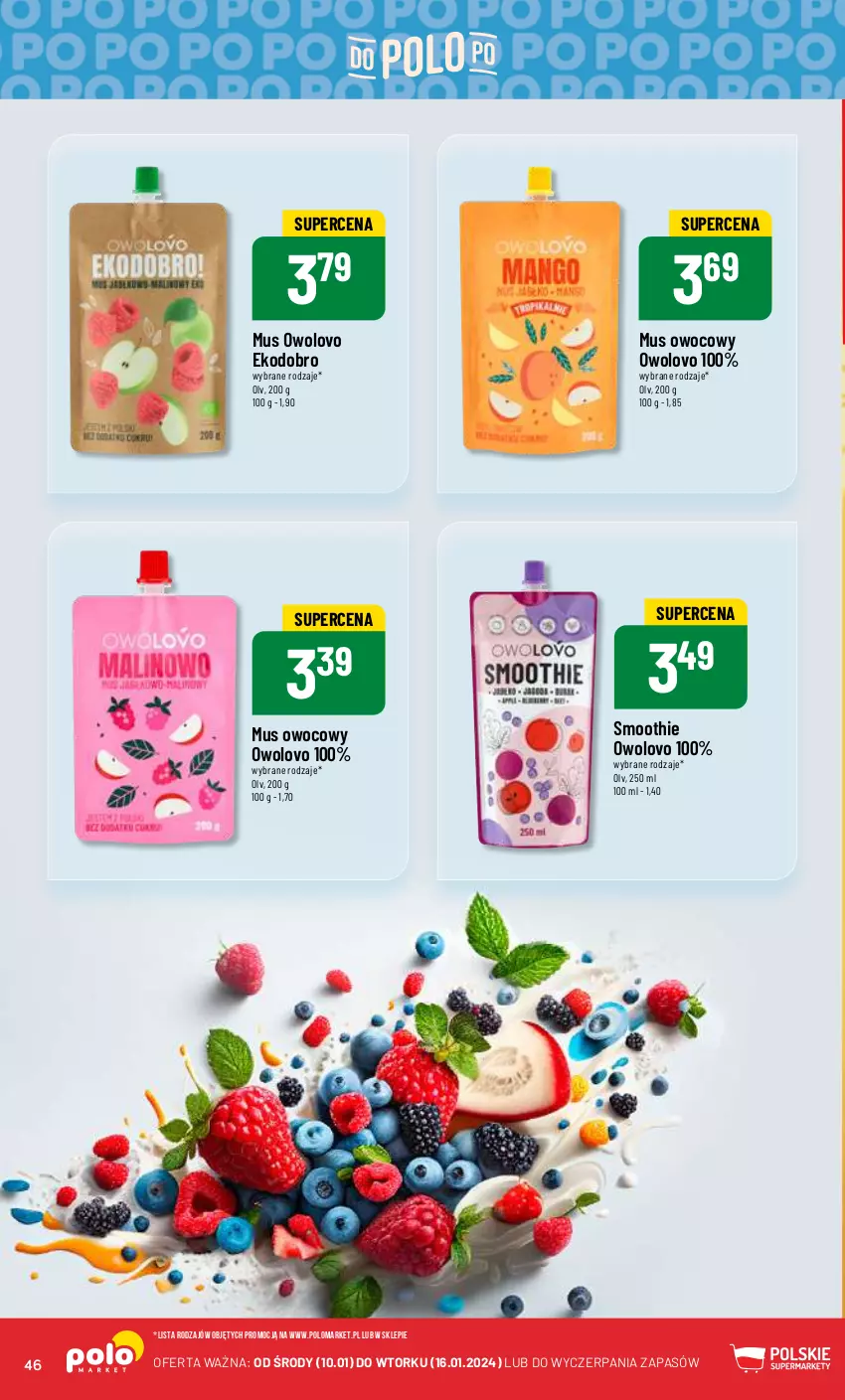 Gazetka promocyjna PoloMarket - Gazetka pomocyjna - ważna 10.01 do 16.01.2024 - strona 46 - produkty: Mus, Smoothie