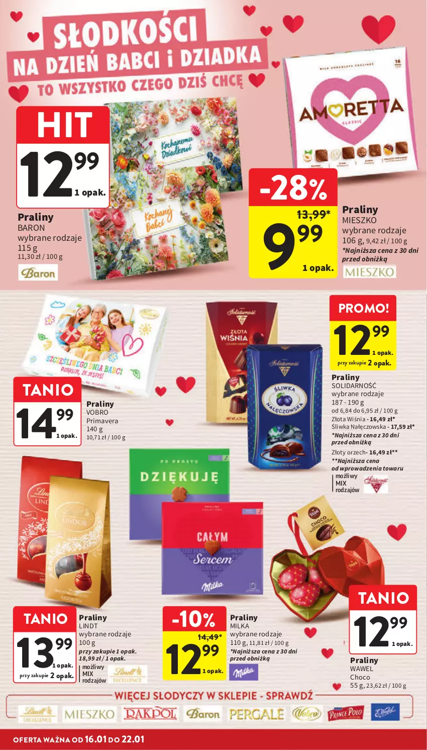 Gazetka promocyjna Intermarche - ważna 16.01 do 22.01.2025 - strona 10 - produkty: Lindt, Milka, Praliny, Prima, Primavera, Wawel