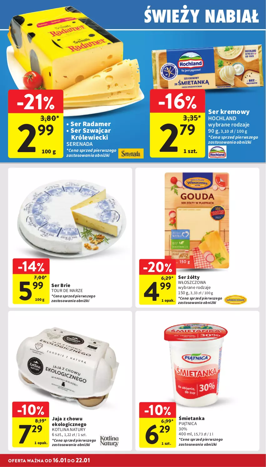 Gazetka promocyjna Intermarche - ważna 16.01 do 22.01.2025 - strona 24 - produkty: Brie, Hochland, Jaja, Kotlin, Piątnica, Radamer, Ser