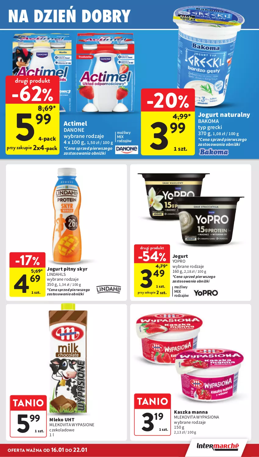 Gazetka promocyjna Intermarche - ważna 16.01 do 22.01.2025 - strona 25 - produkty: Actimel, Bakoma, Danone, Jogurt, Jogurt naturalny, Jogurt pitny, Mleko, Mlekovita