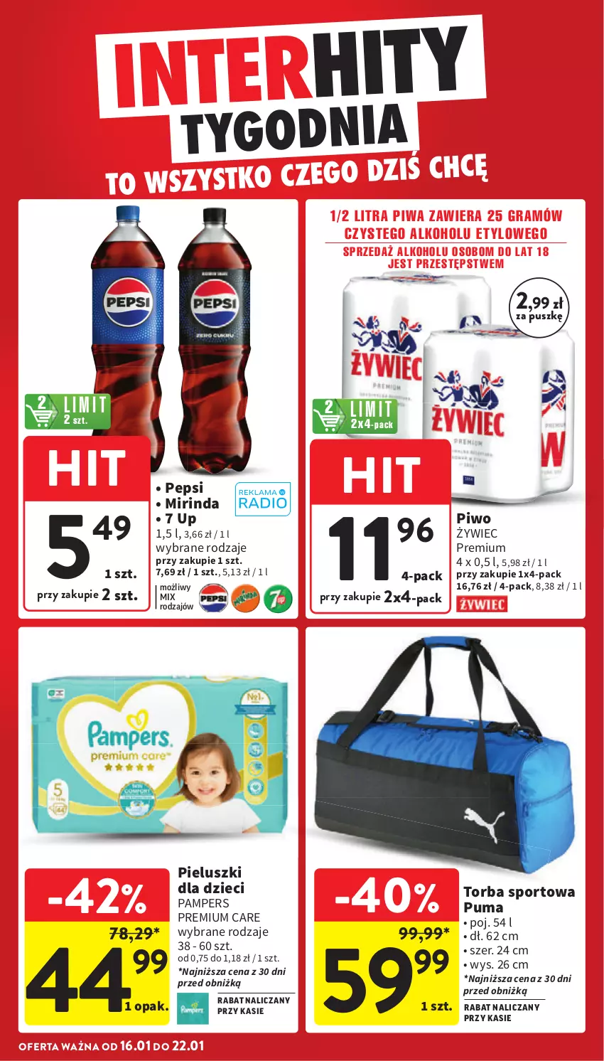 Gazetka promocyjna Intermarche - ważna 16.01 do 22.01.2025 - strona 6 - produkty: Dzieci, Gra, Mirinda, Pampers, Pepsi, Piwa, Piwo, Por, Puma, Sport, Torba