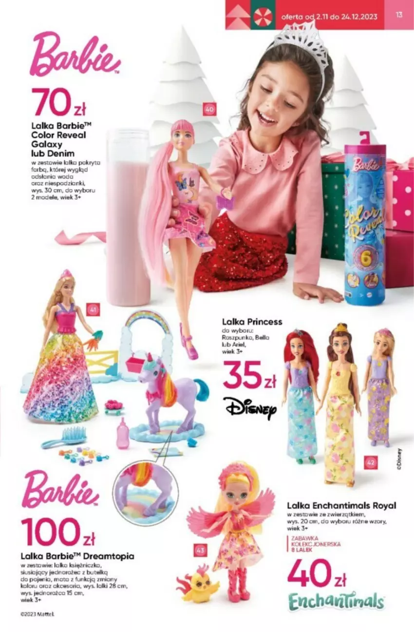 Gazetka promocyjna Pepco - ważna 02.11 do 24.12.2023 - strona 23 - produkty: Barbie, Enchantimals, Fa, Gala, Jednorożec, Lalka, Mattel, Top, Woda