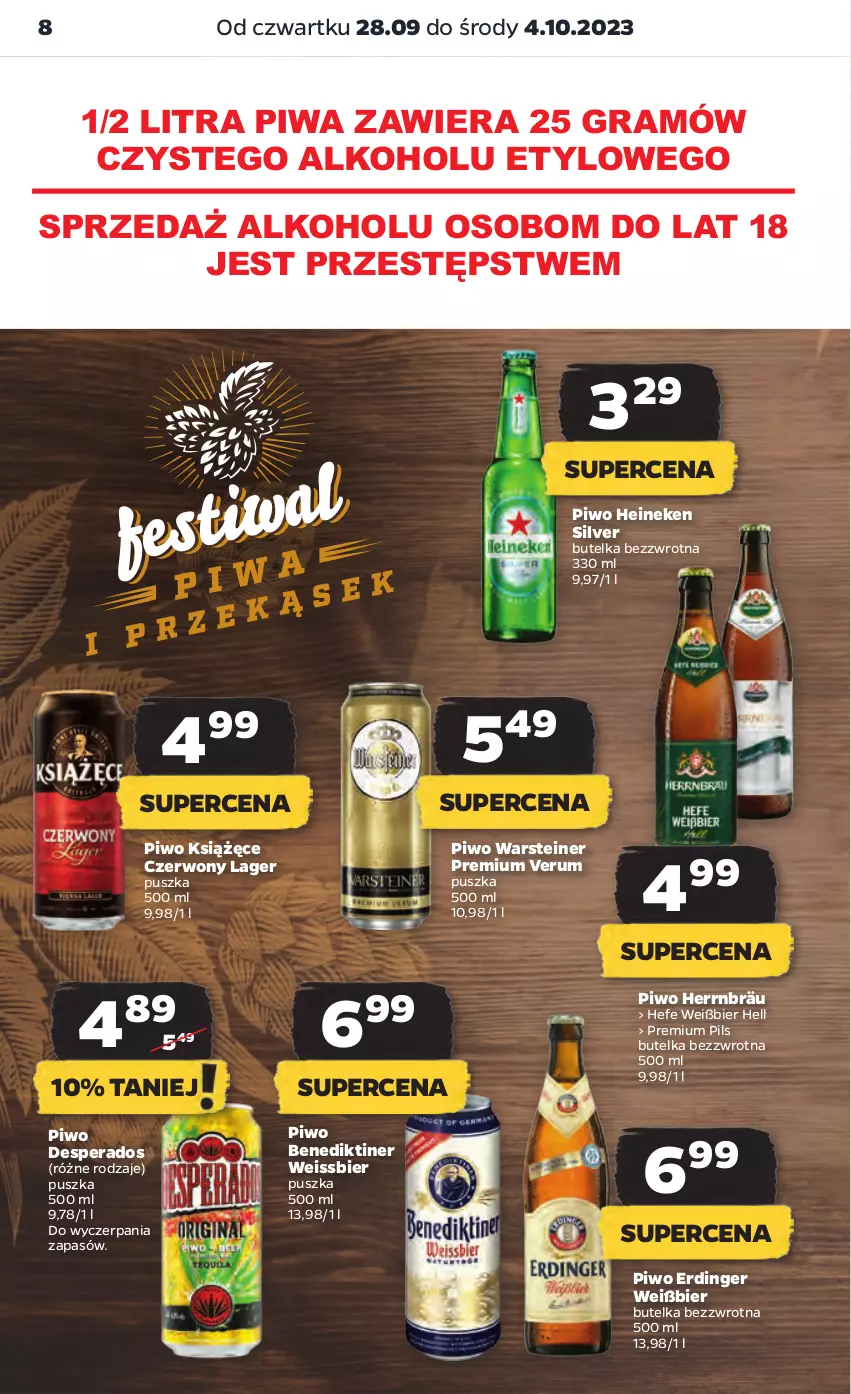 Gazetka promocyjna Netto - Artykuły spożywcze - ważna 28.09 do 04.10.2023 - strona 8 - produkty: Desperados, Gra, Heineken, Książęce, Piwa, Piwo, Rum