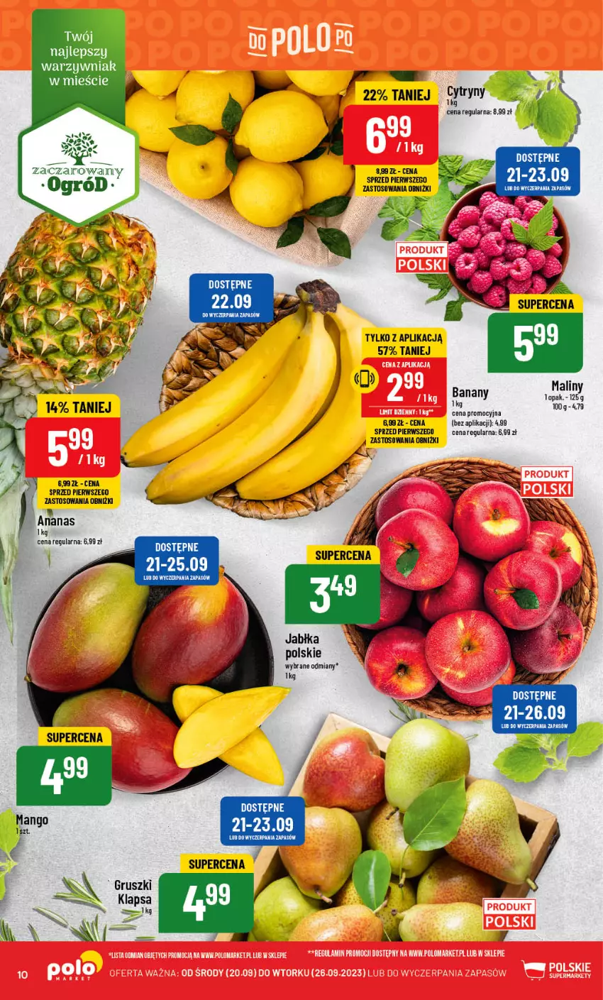 Gazetka promocyjna PoloMarket - Gazetka pomocyjna - ważna 20.09 do 26.09.2023 - strona 10 - produkty: Ananas, Banany, Maliny