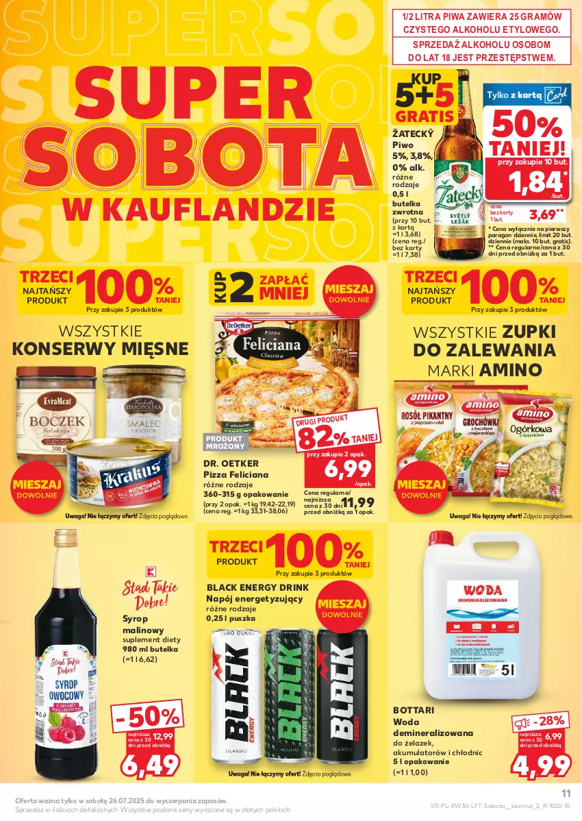 Gazetka promocyjna Kaufland - Gazetka tygodnia - ważna 24.07 do 30.07.2025 - strona 11 - produkty: Akumulator, Dr. Oetker, Feliciana, Gra, Lack, Napój, Piwa, Piwo, Pizza, Ser, Suplement diety, Syrop, Waga, Woda