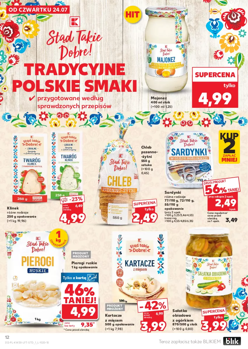 Gazetka promocyjna Kaufland - Gazetka tygodnia - ważna 24.07 do 30.07.2025 - strona 12 - produkty: Chleb, Majonez, Pierogi, Sałat, Sałatka, Sardynki, Tera