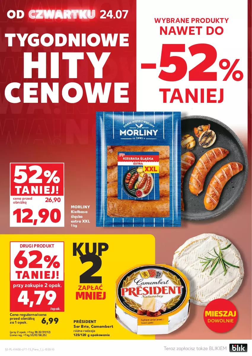 Gazetka promocyjna Kaufland - Gazetka tygodnia - ważna 24.07 do 30.07.2025 - strona 2 - produkty: Brie, Camembert, Kiełbasa, Kiełbasa śląska, Morliny, Président, Ser, Tera