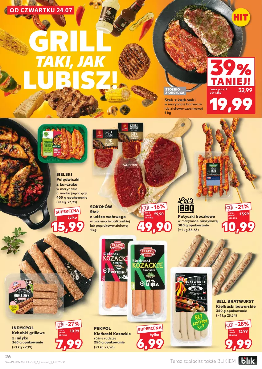 Gazetka promocyjna Kaufland - Gazetka tygodnia - ważna 24.07 do 30.07.2025 - strona 26 - produkty: Bell, Grill, Kebab, Kurczak, Pekpol, Polędwiczki z kurczaka, Sok, Sokołów, Stek, Stek z udźca wołowego, Tera