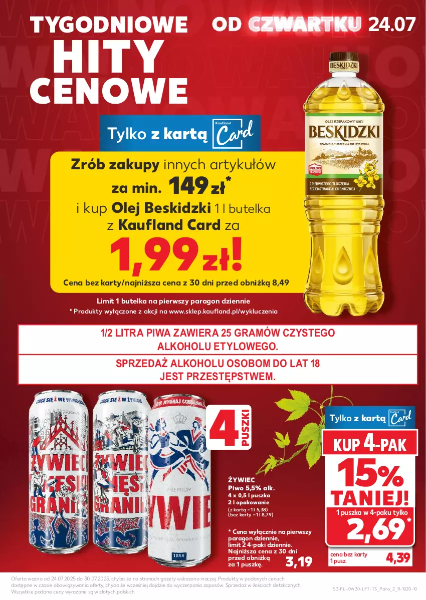 Gazetka promocyjna Kaufland - Gazetka tygodnia - ważna 24.07 do 30.07.2025 - strona 3 - produkty: Beskidzki, Gra, Olej, Piwa, Piwo