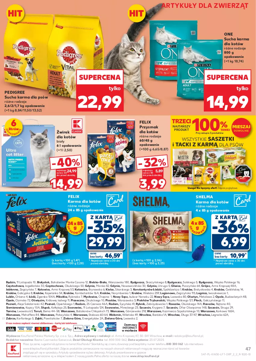 Gazetka promocyjna Kaufland - Gazetka tygodnia - ważna 24.07 do 30.07.2025 - strona 47 - produkty: Dres, Fa, Felix, Lion, Monte, O nas, Orka, Pedigree, Piast, Sos, Sucha karma, Telefon, Top, Waga