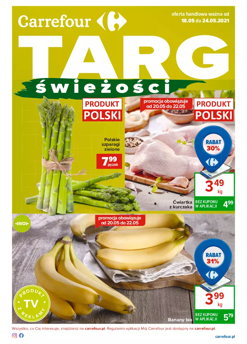 Gazetka promocyjna Carrefour - Gazetka Targi świeżości - ważna 17.05 do 24.05.2021 - strona 1 - produkty: Banany, Kurczak