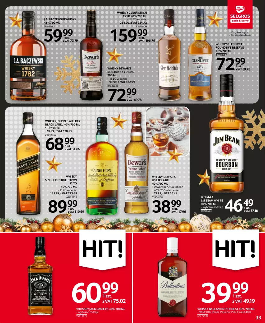 Gazetka promocyjna Selgros - Oferta spożywcza - ważna 15.12 do 26.12.2022 - strona 33 - produkty: Jim Beam, Johnnie Walker, Lack, Ser, Whiskey, Whisky